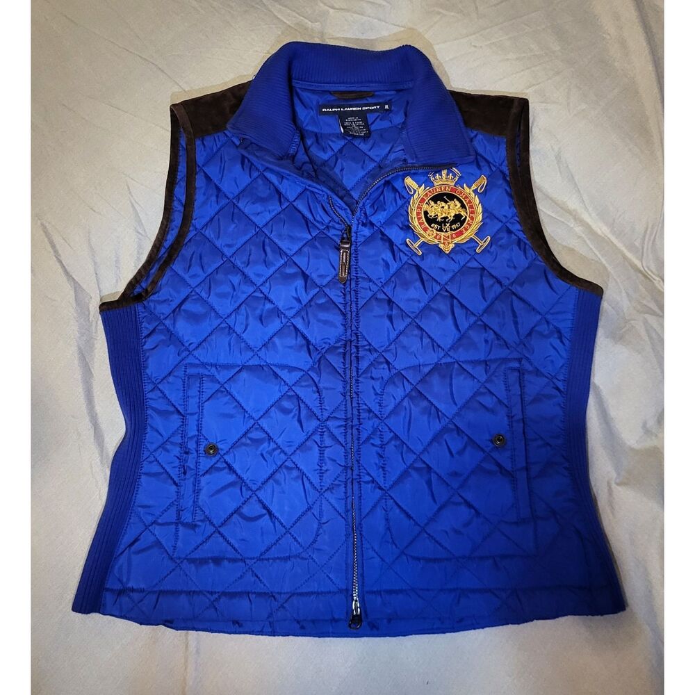 Ralph Lauren Sport Quilted Vest Women's XL Challenge Blue Puffer